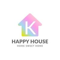 création de logo vectoriel lettre k maison heureuse