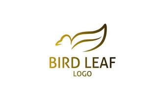 création de logo élégant ligne simple oiseau et feuille vecteur