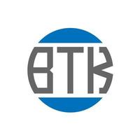 création de logo de lettre btk sur fond blanc. concept de logo de cercle d'initiales créatives btk. conception de lettre btk. vecteur