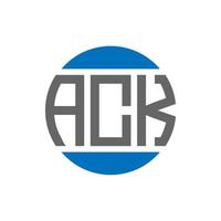 création de logo de lettre ack sur fond blanc. ack concept de logo de cercle d'initiales créatives. conception de la lettre d'accusé de réception. vecteur