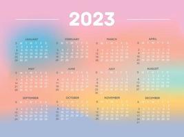 Illustration vectorielle de l'année civile 2023. la semaine commence le dimanche. modèle de calendrier de flocons de neige de noël 2023. conception de calendrier dimanche en couleurs rouges. vecteur