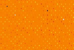 texture vectorielle jaune clair et orange avec des cartes à jouer. vecteur