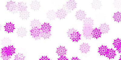modèle vectoriel rose clair avec des flocons de neige colorés.
