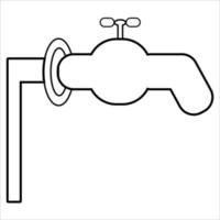 Image vectorielle, image du robinet d'eau, couleur noir et blanc, sur fond transparent vecteur