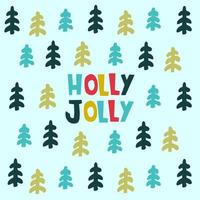 modèle de conception de carte de voeux de Noël. joyeux noël, holly jolly, yappy nouvel an, lettrage à la main vecteur