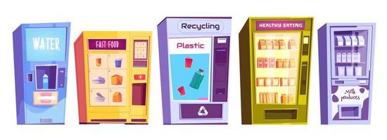 distributeurs automatiques pour le recyclage du plastique, restauration rapide vecteur