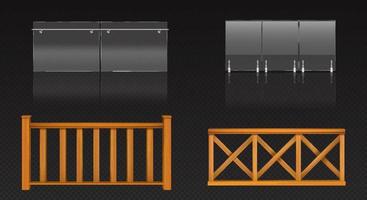 balustrade en plexiglas et clôture en bois vecteur