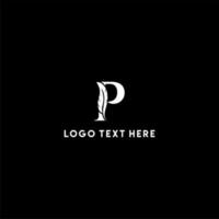 logo plume lettre p, logo plume, logo plume créatif, logo lettre p, logo notaire vecteur