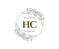 hc initiales lettre mariage monogramme logos collection, modèles minimalistes et floraux modernes dessinés à la main pour cartes d'invitation, réservez la date, identité élégante pour restaurant, boutique, café en image vectorielle vecteur