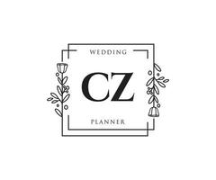 logo féminin cz initial. utilisable pour les logos nature, salon, spa, cosmétique et beauté. élément de modèle de conception de logo vectoriel plat.