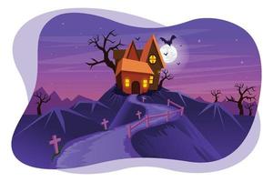 illustration vectorielle de maison effrayante halloween vecteur