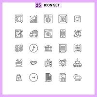 25 lignes vectorielles thématiques et symboles modifiables des préférences préférées de l'argent du produit instagram éléments de conception vectoriels modifiables vecteur