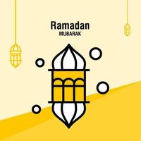 modèle de voeux ramadan kareem croissant islamique et illustration vectorielle de lanterne arabe vecteur