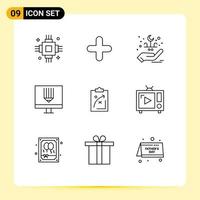 9 contours universels définis pour les applications web et mobiles programmation conception signe ordinateur célébration éléments de conception vectoriels modifiables vecteur