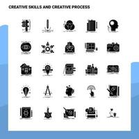 25 compétences créatives et jeu d'icônes de processus créatif modèle d'illustration vectorielle d'icône de glyphe solide pour des idées web et mobiles pour une entreprise commerciale vecteur