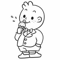 garçon mangeant de la crème glacée dessin garçon griffonnage kawaii anime coloriage mignonne illustration dessin clipart personnage chibi manga des bandes dessinées vecteur