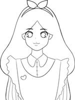 fille dessin croquis kawaii anime coloriage mignonne illustration dessin clipart personnage chibi manga bande dessinée vecteur