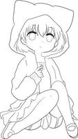 fille dessin croquis kawaii anime coloriage mignonne illustration dessin clipart personnage chibi manga bande dessinée vecteur