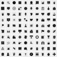 ensemble de 100 icônes de glyphes solides d'affaires vecteur