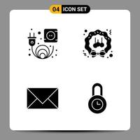 4 icônes noires pack symboles glyphes signes pour des conceptions réactives sur fond blanc 4 icônes définies vecteur