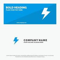 bannière de site Web d'icône solide électrique de charge de puissance et modèle de logo d'entreprise vecteur