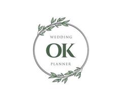 ok initiales lettre mariage monogramme logos collection, modèles minimalistes et floraux modernes dessinés à la main pour cartes d'invitation, réservez la date, identité élégante pour restaurant, boutique, café en image vectorielle vecteur