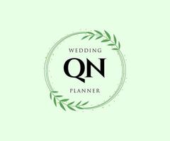 qn initiales lettre mariage monogramme logos collection, modèles minimalistes et floraux modernes dessinés à la main pour cartes d'invitation, réservez la date, identité élégante pour restaurant, boutique, café en image vectorielle vecteur