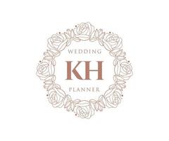 collection de logos de monogramme de mariage lettre initiales kh, modèles minimalistes et floraux modernes dessinés à la main pour cartes d'invitation, réservez la date, identité élégante pour restaurant, boutique, café en image vectorielle vecteur