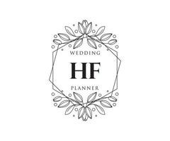 collection de logos de monogramme de mariage lettre initiales hf, modèles minimalistes et floraux modernes dessinés à la main pour cartes d'invitation, réservez la date, identité élégante pour restaurant, boutique, café en image vectorielle vecteur