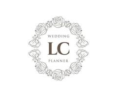 lc initiales lettre collection de logos de monogramme de mariage, modèles minimalistes et floraux modernes dessinés à la main pour cartes d'invitation, réservez la date, identité élégante pour restaurant, boutique, café en image vectorielle vecteur