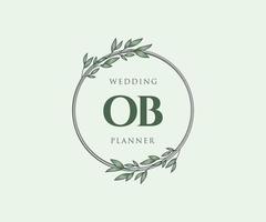 ob initiales lettre mariage monogramme logos collection, modèles minimalistes et floraux modernes dessinés à la main pour cartes d'invitation, réservez la date, identité élégante pour restaurant, boutique, café en image vectorielle vecteur