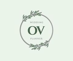 ov initiales lettre mariage monogramme logos collection, modèles minimalistes et floraux modernes dessinés à la main pour cartes d'invitation, réservez la date, identité élégante pour restaurant, boutique, café en image vectorielle vecteur