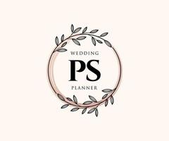 ps initiales lettre mariage monogramme logos collection, modèles minimalistes et floraux modernes dessinés à la main pour cartes d'invitation, réservez la date, identité élégante pour restaurant, boutique, café en image vectorielle vecteur