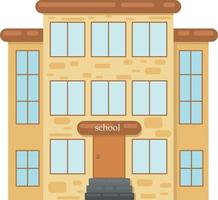 une image d'un bâtiment scolaire en brique dans un style orange classique. établissement d'enseignement. illustration vectorielle isolée sur fond blanc. vecteur