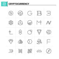 25 icônes de crypto-monnaie définies fond vectoriel
