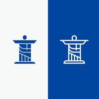 jésus christ monument ligne de repère et glyphe icône solide bannière bleue vecteur