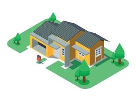 illustration vectorielle isométrique de bâtiments de banlieue avec des maisons de ville privées pour deux familles isolées sur fond blanc vecteur