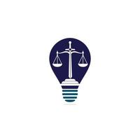 création de logo de concept de forme d'ampoule de droit et d'avocat. création de logo vectoriel de cabinet d'avocats et de bureau. modèle de conception de logo de loi et d'avocat de la justice