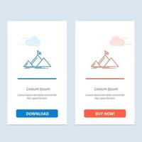 drapeau de sommet de montagne de succès bleu et rouge téléchargez et achetez maintenant le modèle de carte de widget web vecteur