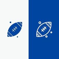 balle rugby sports irlande ligne et glyphe icône solide bannière bleue ligne et glyphe icône solide bannière bleue vecteur