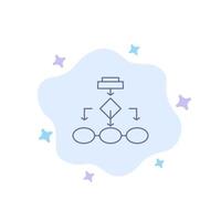 algorithme d'organigramme structure de schéma d'architecture de données d'entreprise flux de travail icône bleue sur fond de nuage abstrait vecteur