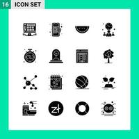 symboles d'icônes universels groupe de 16 glyphes solides modernes de vente argent fruits discount bureau éléments de conception vectoriels modifiables vecteur