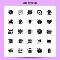 ensemble d'icônes d'interface utilisateur solide 25 conception de style de glyphe vectoriel icônes noires définies illustration vectorielle de conception d'idées commerciales web et mobiles