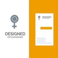 conception de logo gris de sexe symbole féminin et modèle de carte de visite vecteur