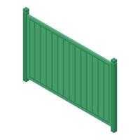 icône de clôture en bois vert, style isométrique vecteur