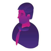 Icône d'avatar homme violet, style isométrique vecteur