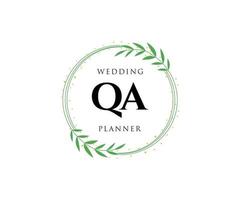 qa initiales lettre mariage monogramme logos collection, modèles minimalistes et floraux modernes dessinés à la main pour cartes d'invitation, réservez la date, identité élégante pour restaurant, boutique, café en image vectorielle vecteur