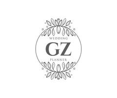 gz initiales lettre mariage monogramme logos collection, modèles minimalistes et floraux modernes dessinés à la main pour cartes d'invitation, réservez la date, identité élégante pour restaurant, boutique, café en image vectorielle vecteur