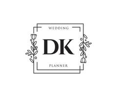 logo féminin dk initial. utilisable pour les logos nature, salon, spa, cosmétique et beauté. élément de modèle de conception de logo vectoriel plat.