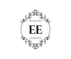 ee initiales lettre collection de logos de monogramme de mariage, modèles minimalistes et floraux modernes dessinés à la main pour cartes d'invitation, réservez la date, identité élégante pour restaurant, boutique, café en image vectorielle vecteur